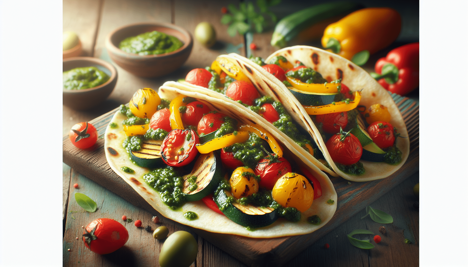 découvrez notre recette savoureuse de tacos aux légumes grillés et pesto, alliant des saveurs méditerranéennes raffinées. idéal pour un repas léger et coloré, cette délicieuse combinaison ravira vos papilles tout en apportant une touche santé à votre table.